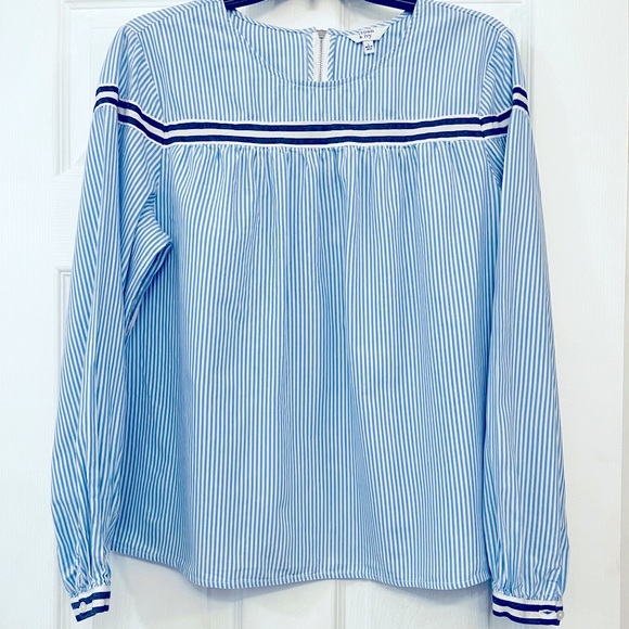 crown & ivy Tops - 100% cotton made in india, blue stripe, homespun look, crown & ivy, long sleeve